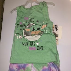 Girls Star Wars Mandalorian Shorts Outfit Size 4T